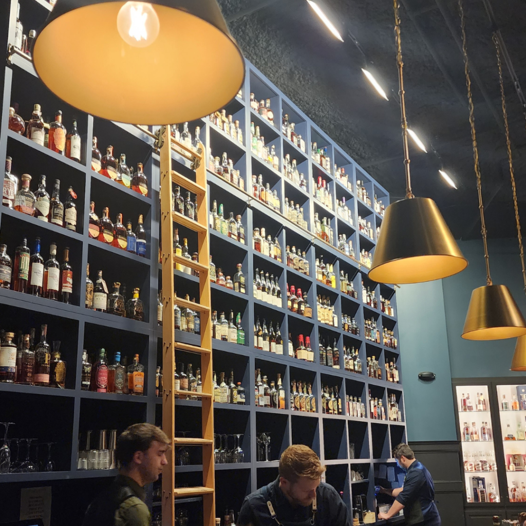 Backbar with a selection of bottled spirtis