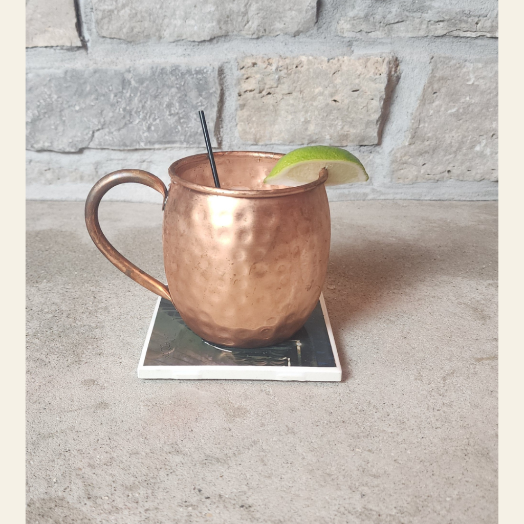 Moscow mule copper mug with a lime wedge
