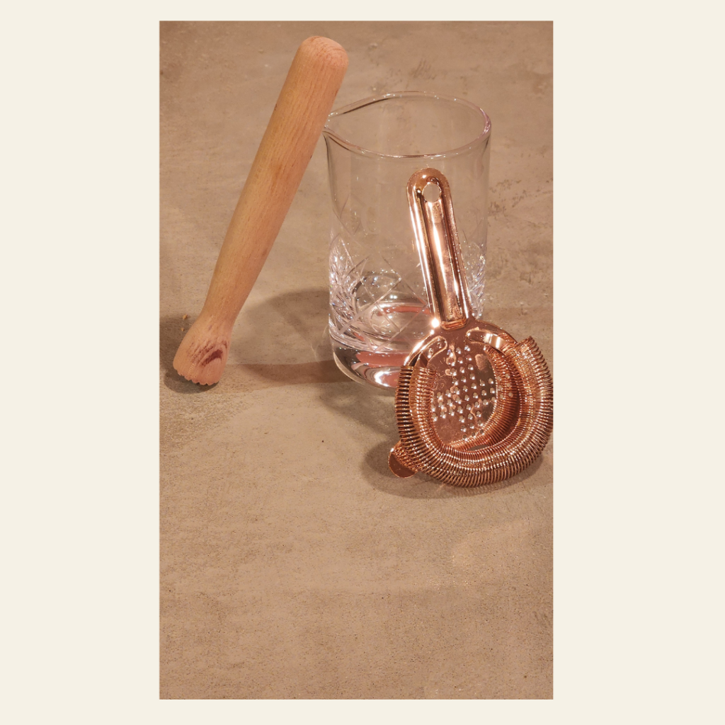 Muddler, Hawthorne Strainer, Mixing Glass Tools